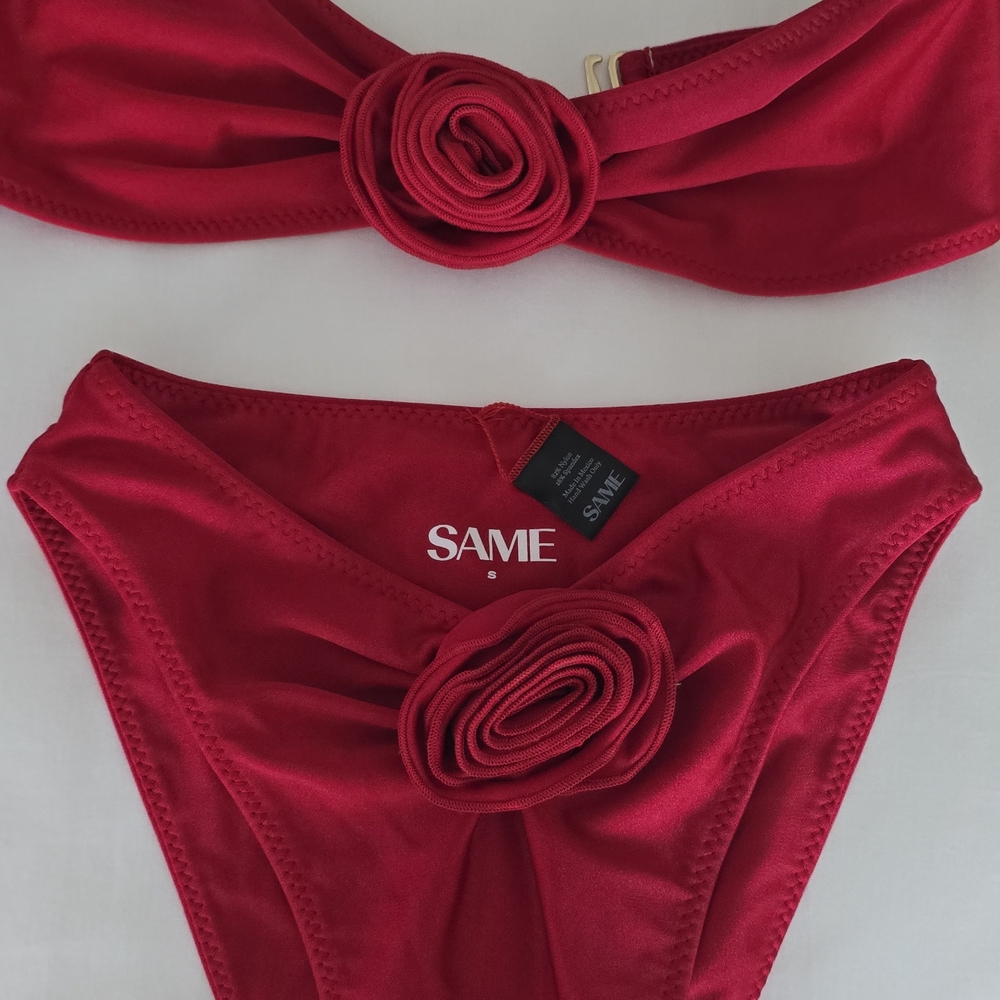 SAME LA Scarlet Bandeau Bikini with Rose Accent - Picture 8 of 10
